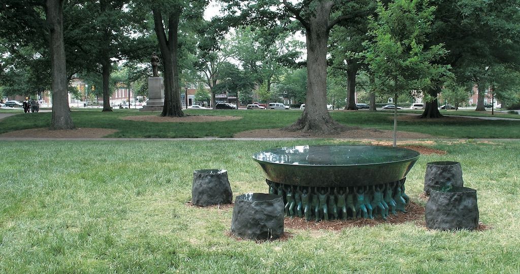 Unsung Founders Memorial by sculptor Do-Ho Suh on McCorkle Place, 2005.